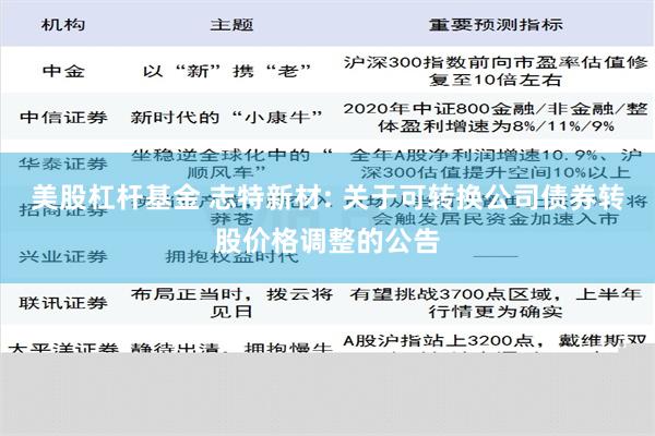 美股杠杆基金 志特新材: 关于可转换公司债券转股价格调整的公告