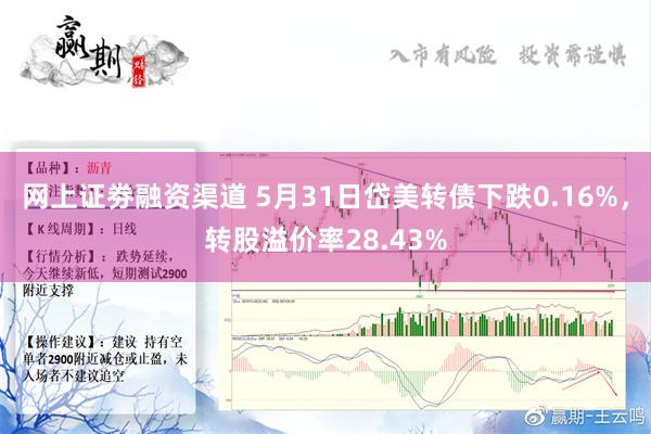 网上证劵融资渠道 5月31日岱美转债下跌0.16%，转股溢价率28.43%