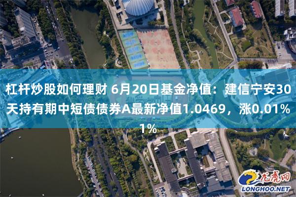 杠杆炒股如何理财 6月20日基金净值：建信宁安30天持有期中短债债券A最新净值1.0469，涨0.01%